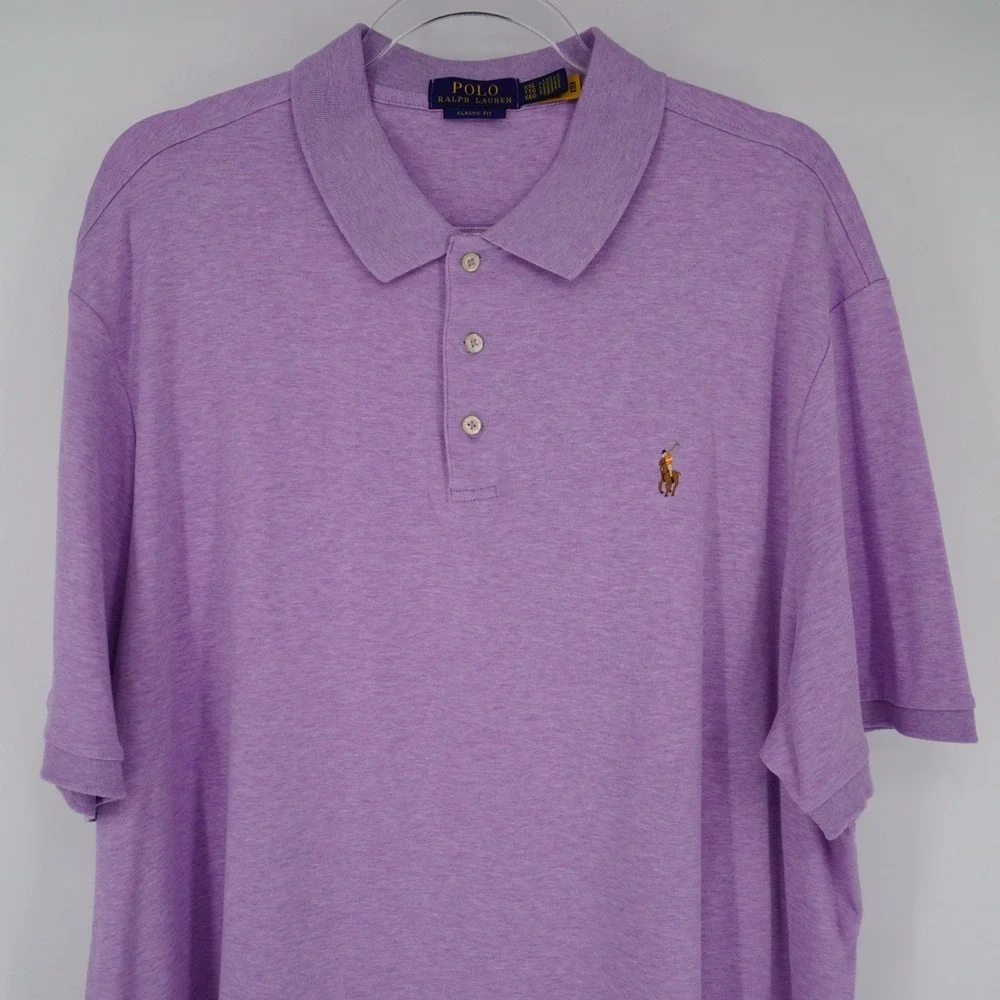 Polo Ralph Lauren Polo Shirt Men XXL Lavender Classic Fit Soft Cotton Flesh Pony
